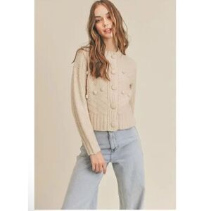 Lush clothing Soymilk pompom cardigan S